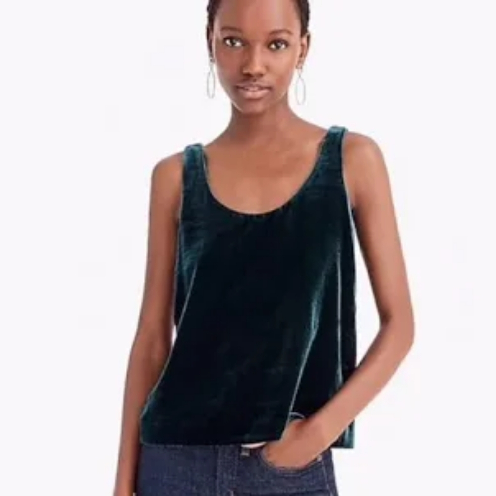 J Crew green velvet tank size 8